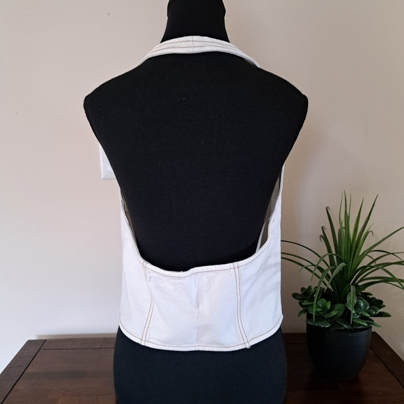Garage Denim Halter Top Size Large Beige Buckle Front Denim Shirt NWT - Picture 8 of 16